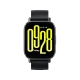 Xiaomi Redmi Watch 5 Active siyah akıllı saat, sarı dijital ekran ve siyah silikon kordonla önden görünüm