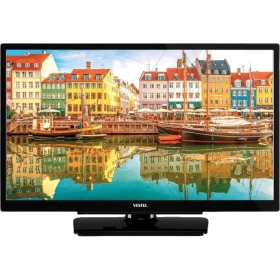 Vestel 24H8500 HD Ready LED televizyon, siyah çerçeveli ekranında renkli liman manzarası gösteriyor