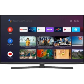 Grundig 65 GFU 9760 B Ultra HD 4K LED televizyon, siyah çerçeveli ekranında akıllı TV menüsüyle.