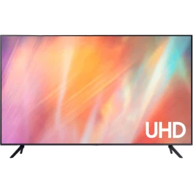 Samsung 75AU7000 Ultra HD 4K LED televizyon, genel renkli geniş ekran vitrin görünümü