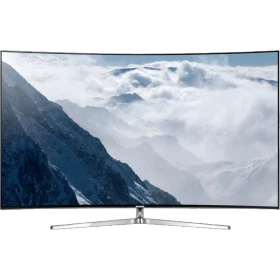 Samsung 55KS9500 Ultra HD 4K LED televizyon, genel renkli, dağ manzaralı ekranıyla vitrin görünümü