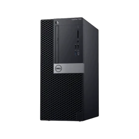 Dell OptiPlex 7060 N027O7060MT-U Tower siyah masaüstü bilgisayar kasası, önden ve yandan görünüm