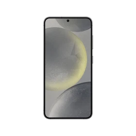 Samsung Galaxy S24 siyah akıllı telefon, ince çerçeveli ekran ve ön kamera detaylı ön görünüm