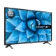 LG 49UN73006LA Ultra HD 4K LED televizyon; mavi çiçekli ekran görüntüsüyle siyah ayaklı TV modeli