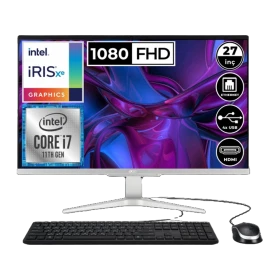 Acer Aspire C27-1655 27 inç Full HD masaüstü bilgisayar, klavye ve fareyle hepsi bir arada tasarım
