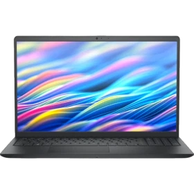 Dell 15 DC15250 siyah iş ve ofis laptopu, canlı renkli ekran görüntüsüyle vitrin görünümü