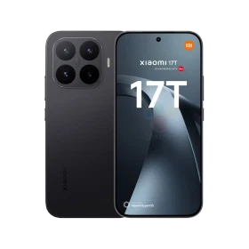 Siyah Xiaomi 17T akıllı telefonun ön ve arka tasarımını gösteren ana ürün vitrini görünümü