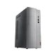 Lenovo Ideacentre 510-15IKL masaüstü bilgisayar, gri kasa ve ön panel bağlantı noktalarıyla üç çeyrek görünüm