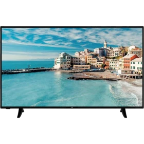 SEG 58SBU730 Ultra HD 4K LED televizyon, sahil manzarası gösteren siyah ekranlı ürün 񟿿