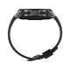 Samsung Galaxy Watch 42mm siyah akıllı saatin yan görünümü ve siyah kayışı