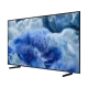 Samsung 50Q8FA Ultra HD 4K QLED televizyon siyah çerçeveli, mavi buz görüntülü ekranı gösterir