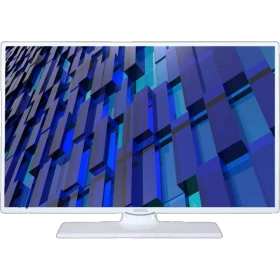 Vestel 32H8500B HD Ready LED televizyon, beyaz çerçeveli ve ayaklı tasarım, mavi ekran görüntüsüyle
