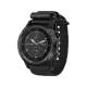 Garmin Tactix Bravo siyah akıllı saat, yuvarlak ekranı ve dayanıklı kordonuyla önden görünüm
