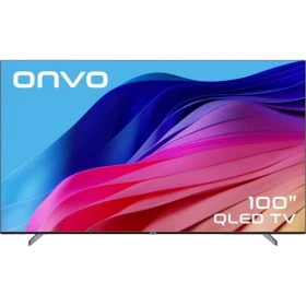 Onvo 100VQ90F3UB Ultra HD 4K 100 inç LED televizyon, renkli ekranı ve ayaklı tasarımıyla