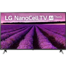 LG 65SM8000PLA Ultra HD 4K LED televizyon; lavanta tarlası temalı ekran, genel renk vitrin görünümlü.