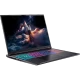 Siyah Acer Nitro 18 AI AN18-61-R1VS oyuncu laptop, RGB klavyeli açık ekranlı açılı görünüm