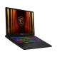 MSI Crosshair 16 HX AI D2XWGKG-047XTR koyu gri oyuncu laptop, RGB klavye ve ejderha armalı ekran görünüyor