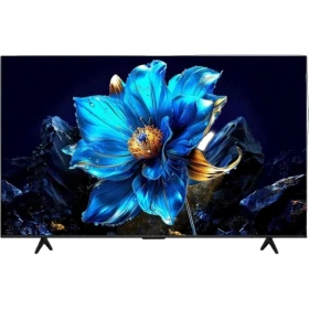 TCL 75T6C Ultra HD 4K LED televizyon ekranında mavi çiçek ve canlı manzara görüntüsü, genel renkli vitrin tasarımı