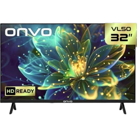 Onvo 32VL50F3HA HD Ready HD TV, çiçek desenli ekranı ve ayaklı siyah tasarımıyla