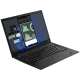 Siyah Lenovo ThinkPad X1 Carbon 10 21CB001GTX ultrabook laptop, açık ekran ve ince tasarımla önden görünüm