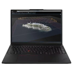 Siyah Lenovo ThinkPad P16S G4 21QV000YTXF30 iş ve ofis laptopu, önden açık ekranlı vitrin görünümü