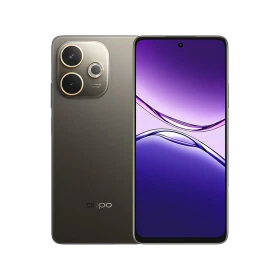 Oppo A5 Pro siyah akıllı telefon, ön ekran ve arka kamera modülü görünümüyle vitrin çekimi