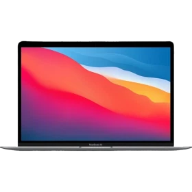 Apple MacBook Air M1 gri laptop, açık ekranlı önden görünüm ana ürün vitrini