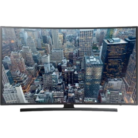 Samsung 40JU6570 Ultra HD 4K TV, şehir manzaralı ekranda, vitrin ürünü, genel renk.