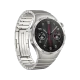 Huawei Watch GT 4 Metal 46mm gümüş akıllı saat, siyah kadran ve metal bilezik detaylarıyla görünür hale geliyor