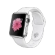 Apple Watch 38 mm paslanmaz çelik kasa, beyaz spor kordon ve çiçek ekranlı akıllı saat