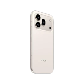 Beyaz Honor 600 Pro akıllı telefon, düz kenarlı tasarım ve üçlü arka kamera modülüyle arka açıdan görünüm