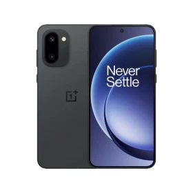 Siyah OnePlus 15r akıllı telefon, önden ekran ve arkadan çift kameralı arka yüzeyiyle birlikte görünüm