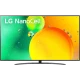 LG 86NANO766QA Ultra HD 4K LED televizyon; NanoCell ekranında canlı renkler ve damlacıklar gösterimi