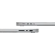 Apple MacBook Pro M3 Pro 16.2 inç gümüş laptop, yan profilde bağlantı noktalarıyla ince tasarım detayı