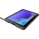 Samsung Galaxy Tab Active4 Pro siyah tablet; dayanıklı kasa ve çoklu bağlantı portları görünen önden görünüm.