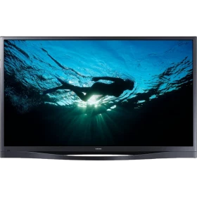Samsung PS64F8500 Full HD FHD televizyon, genel siyah ekranlı vitrin görünümü, ince tasarım