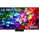 LG 75MRGB96B6B Ultra HD 4K TV, renkli kristal ekranı ve siyah çerçevesiyle önden görünüm