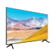 Samsung 85TU8000 Ultra HD 4K LED TV; dağ manzaralı ekran görüntüsü ve ince siyah tasarım