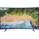 Samsung 55NU7300 Ultra HD 4K LED TV ekranında deniz manzarası, Curved UHD TV yazısı görünüyor