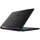 MSI Katana 15 HX B14WGK-068XTR FR49 siyah oyuncu laptop kapağı açık, RGB aydınlatmalı görünüm