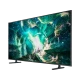 Samsung 55RU8000 Ultra HD 4K LED televizyon, canlı yeşil ekrana sahip siyah tasarım.