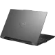 Asus TUF Gaming F16 FX607VJA52-RL033A52 koyu gri oyuncu laptop kapağı ve ROG ışığı detaylı görünüm