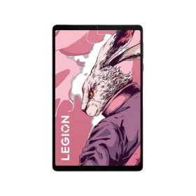 Lenovo Legion Y700 2023 gri oyuncu tablet; ekranda ejderha temalı oyun görselleri ve arayüz yer alıyor.