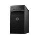 Dell Precision T3630 Delta siyah masaüstü bilgisayar kasası, ön paneli ve Dell logosuyla önden görünür.
