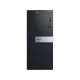 Dell OptiPlex 5070 masaüstü bilgisayarın siyah kasa ön yüzü, bağlantı noktaları ve Dell logosu