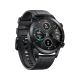 Honor MagicWatch 2 Sport 46mm siyah akıllı saat, yuvarlak ekranı ve silikon kordonuyla önden görünür