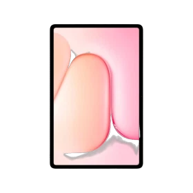 Pembe Honor Pad 20 oyuncu tableti, ön yüzde ekranda stilize kulp tasarımı gösteren vitrin görünümü