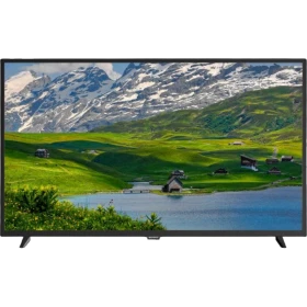 Sunny SN43DAL023 Full HD FHD TV, siyah çerçeveli ekranında dağ ve göl manzarası gösteriyor