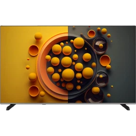 Vestel 65U9631 Ultra HD 4K LED televizyon, ince çerçeveli siyah tasarım ve canlı ekran görüntüsüyle önden görünüm