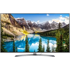 LG 49UJ750V Ultra HD 4K LED televizyon; manzara ekranı görünen genel renkli televizyon vitrini